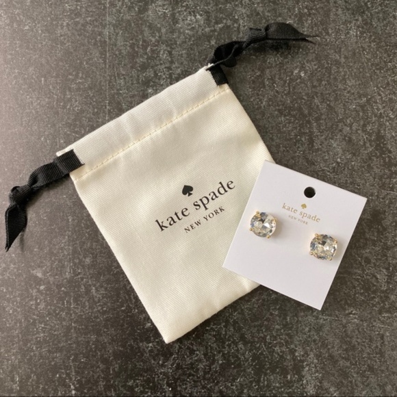 KATE SPADE NWT Clear Gold Gumdrop Stud Earrings - Picture 7 of 7
